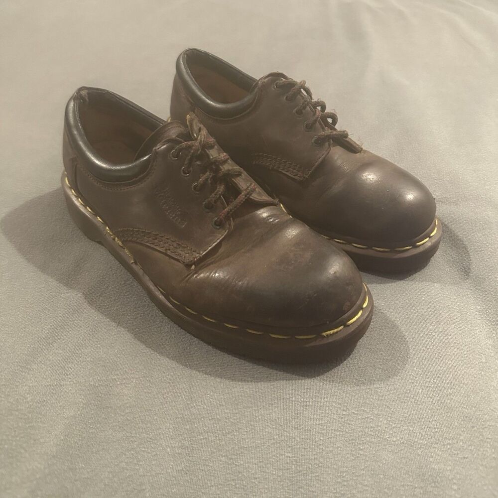 Vintage Dr Martens 8053 Shoes 5 Eye Padded Collar Mens 7 Made in England Leather